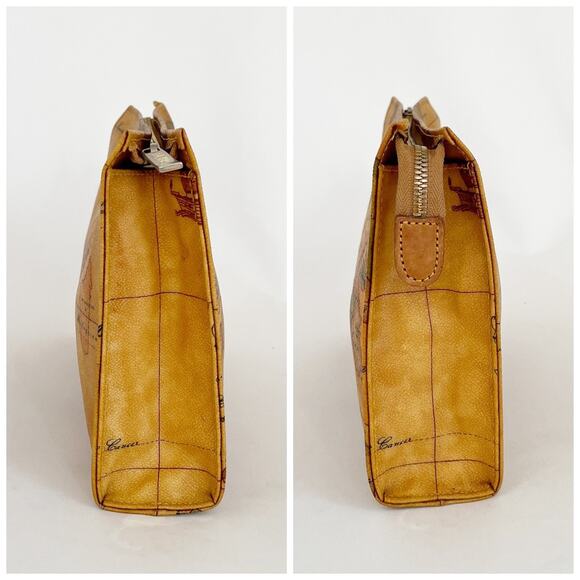 ALVIERO MARTINI Classe Prima Clutch Map Printed PVC Leather Bag - Picture 9 of 10